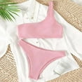 thumbnail image 1 of Traje de baño para mujer, bikini de dos piezas con soporte de acero y hombros divididos de color liso para mujer, trajes de baño para mujer, 1 of 7