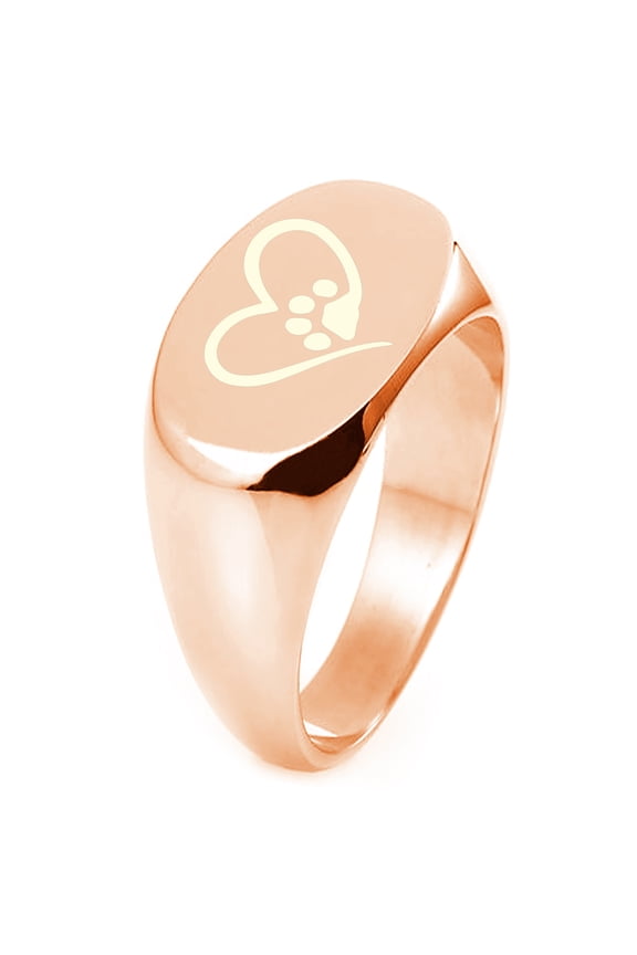 Sterling Silver Dog Paw Heart Engraved Oval Flat Top Polished Ring