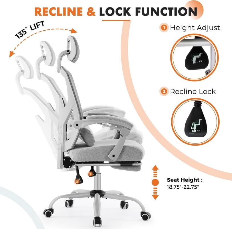 Beddle Desk Chair with Lumbar Support, High-Back Ergonomic Mesh Swivel Rolling Desk Chair for Home Office or Study, Green