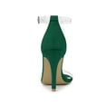 thumbnail image 2 of BLISSFUL STEP Women's Clear Ankle Strap Stiletto Heel Sandals Emerald Green 8, 2 of 6