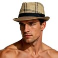 thumbnail image 3 of TFEOQRY Men's Straw Panama Hat UV Protection Wide Brim Breathable Sun Hat for Summer Beach Outdoor Activities, 3 of 4