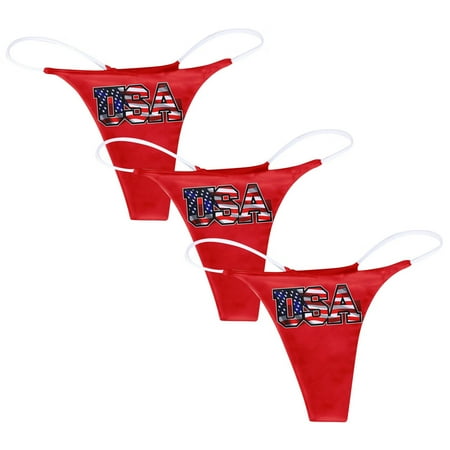 

Mackneog 3PC Women s Sexy Printed Breathable Underwear Thong Features: Red S