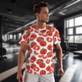 thumbnail image 3 of Wukai Hand Drawn Tomatoes Print Men's Short-Sleeved Mesh T-Shirt,Quick-Dry Short Sleeve Workout T-Shirt-4X-Large, 3 of 8