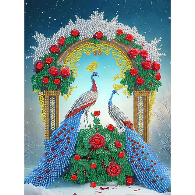 Diamond Painting 5D DIY Kit de decoración de pavo real con forma especial parcial (YXC535) Hugtrwg Para estrenar