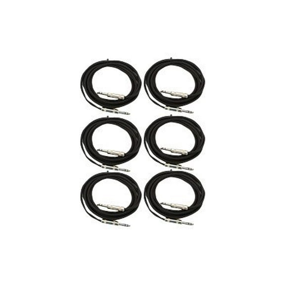 Seismic Audio SATRX-10 - Audio cable - stereo jack male to stereo jack male - 3 m - shielded - black (pack of 6)