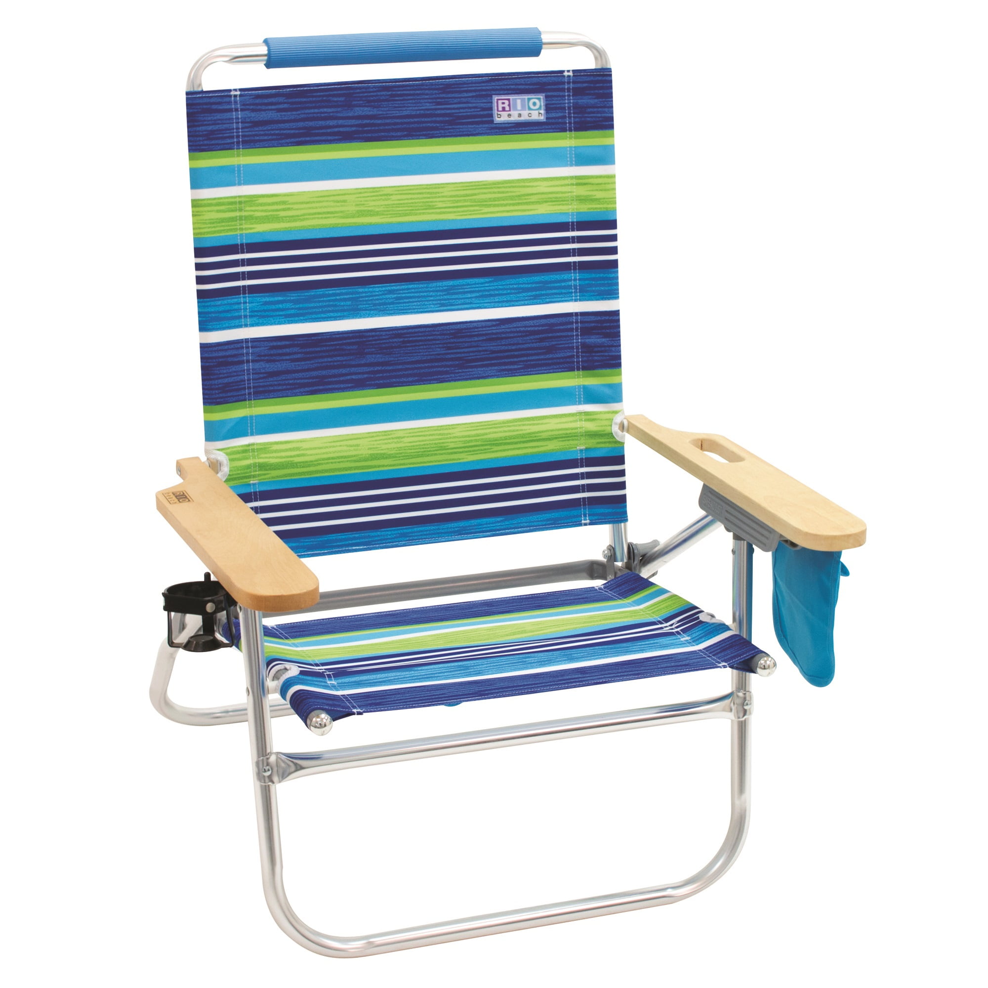 RIO Easy In-Easy Out 4 Position Beach Chair, Blue - Walmart.com