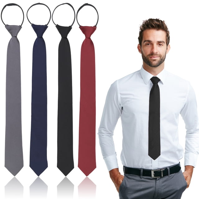 Xingzhi 4x Cravates Uniques Ajustables à Fermeture Éclair pour un Port Facile et Confortable Cravates en Polyester avec Fermeture Éclair Cravate Cadeaux Parfaits 1 Ensemble