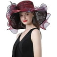 thumbnail image 3 of Women's Organza Church Hat,Fascinator Tea Party Hat,Ruffles Brim Wedding Hat, 3 of 4