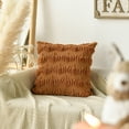 thumbnail image 2 of Sm:)e Fall Pumpkin Plush Faux Fur Jacquard Throw Pillow Cover 20x20 Inch, Set of 2 Silky Soft Seasonal Cushion Case for Sofa Couch Caramel, 2 of 6