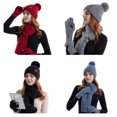 thumbnail image 5 of Naierhg Beanie 1 Set Hat Scarf Gloves Set Windproof Plush Lining Ear Comfortable Solid Color Keep Warm Elastic Women Winter Woolen Hat Neckerchief Gloves Combo Daily WearKhaki, 5 of 8
