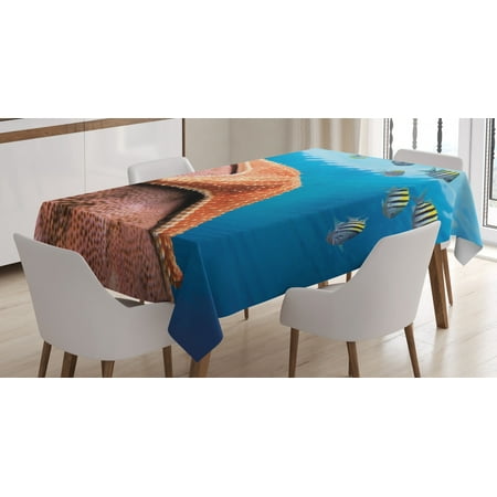 

Starfish Decor Tablecloth Starfish on Hard Coral with Group of Damselfish Water Surface Caribbean Sea Rectangular Table Cover for Dining Room Kitchen 60 X 90 Inches Multicolor by Ambesonne