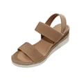 thumbnail image 3 of Domuza Womens Platform Espadrilles Wedge Sandals Comfortable Platform Open Toe Sandals with Ankle Strap | Casual Summer Dress Women Shoes for Beach, Travel, Walking, Daily Wear Khaki 8（EU-40）, 3 of 4