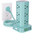 thumbnail image 1 of Torre regleta UWIWUTEI de 12 tomas y 4 puertos USB, cable de 1,8 m, 1 of 7