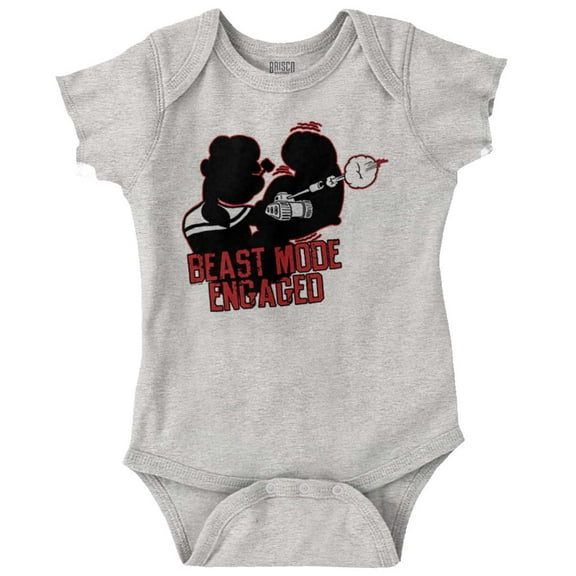 Beast Engaged Popeye Gym Workout Romper Boys or Girls Infant Baby Brisco Brands 12M