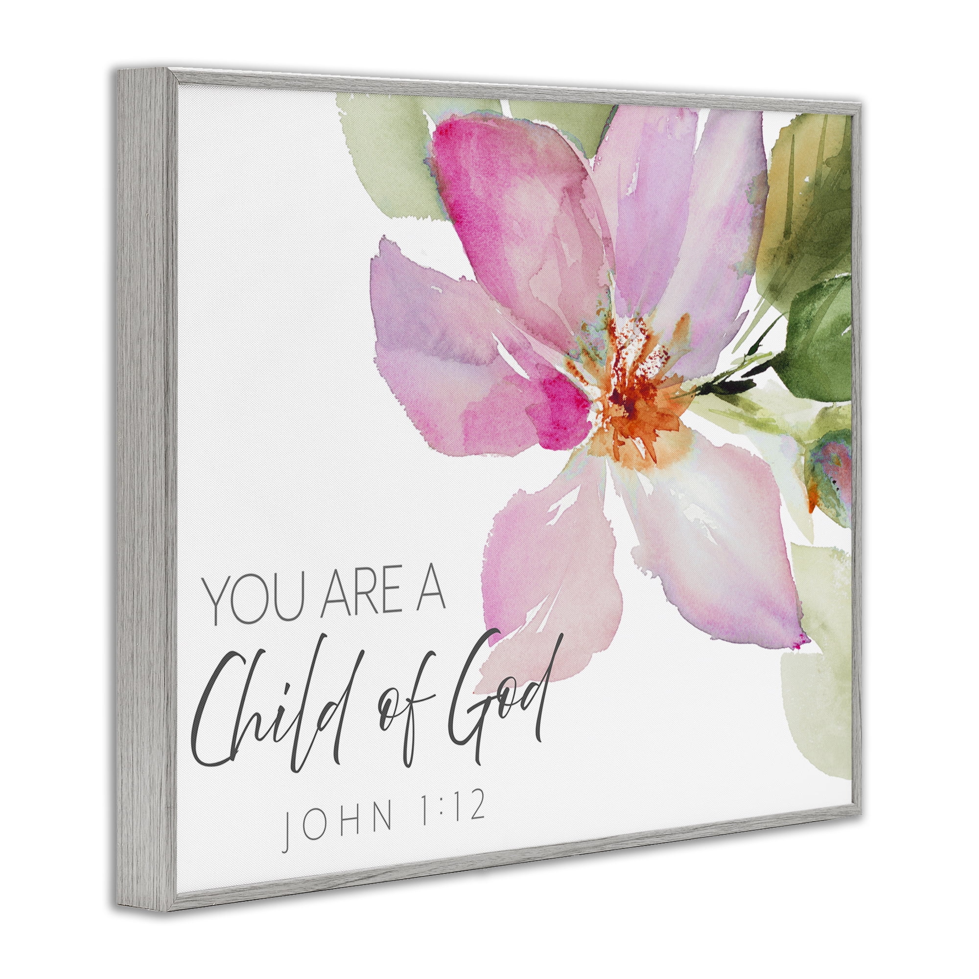 Stupell Industries Child Of God Pink Flower Gray Framed Giclee Art, design by Lanie Loreth