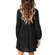 thumbnail image 4 of Vestido con cuello en V, manga larga, recto, color puro, vestido casual de una pieza para mujer, negro L, 4 of 6