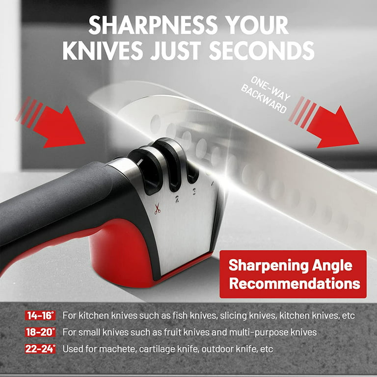 Hottest 4-in-1 Kitchen Knife Accessories: 3-Stage Knife Sharpener Helps  Repair, Restore, Polish Blades and Cut-Resistant Glove 