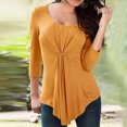 thumbnail image 2 of Turilly Plus Size Womens Tops Fashion Women's Casual Comfortable 3/4 Sleeve Round Neck Fold Blouse Top, 2 of 6