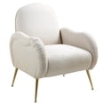 thumbnail image 5 of Accent Chair With Metal Gold Legs,Snowflake fabric Armchair,Single Sofa Chair for Living Room Bedroom, Dining Room Accent Club Guest Chair, Holds 300lbs(Beige), 5 of 5