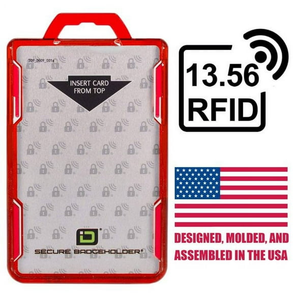 ID Stronghold - RFID Blocking Secure Badge Holder - Duolite 2 Card ID Holder - Poly Carbonate - Heavy Duty Hard Plastic ID Badge Holder - Molded and Assembled in The USA - FIPS 201 Approve Pink