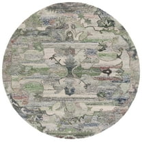 SAFAVIEH Anatolia Montague Medallion Area Rug, Grey/Green, 6' x 6' Round