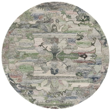 SAFAVIEH Anatolia Montague Medallion Area Rug, Grey/Green, 6' x 6' Round