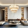 thumbnail image 4 of Alabaster Three-Tier Chandelier with Metal , Detailing Rustic , Metal detailing , Natural stone , hanging light fixtures for living room , modern chandelier for living room, 4 of 9