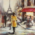 thumbnail image 3 of Atelier B Art Studio 20x20 Black Modern Framed Museum Art Print Titled - Yellow coat woman walking on the street, 3 of 5