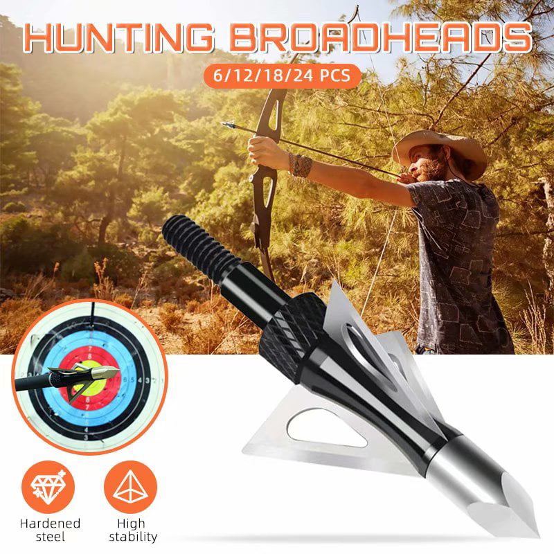 24pcs 3 Fixed Blade Broadhead 100/125gr Archery Points Hunting Arrows Head 