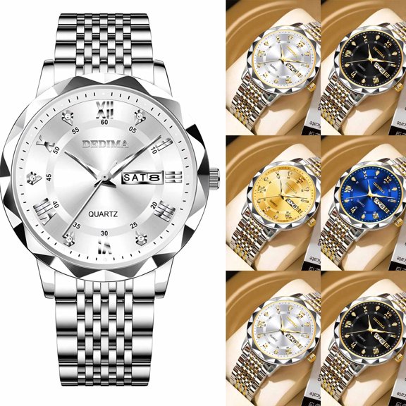 Resicozy Watches for Men and Women Casual Stainless Steel Strap Wrist Watch Classic Simple Clear Arabic Numeral Easy to Dial Quartz Watch C