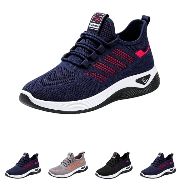 Domzle Bowling Shoes Women Wide Width Lightweight Breathable Running Shoes Workout Non Slip Work Air-Cushion Arch Support Tennis Shoe Blue