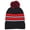Black/Red, variant on Girls Striped Knit Beanie Full Wrap Cuff & Top Pom 6 Color Combinations
