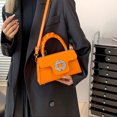 thumbnail image 4 of Bolso de mano de PU Cute Street Qarigey para mujer con correa extraíble, versátil de cuero de PU, bolso de mensajero y de hombro naranja, 4 of 6