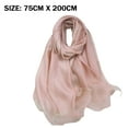 thumbnail image 3 of Solid Color Mulberry Silk Scarf for Women Soft Blanket Shawl Beach Gauze Scarves and Wraps for for All Season - Light pink, 3 of 5