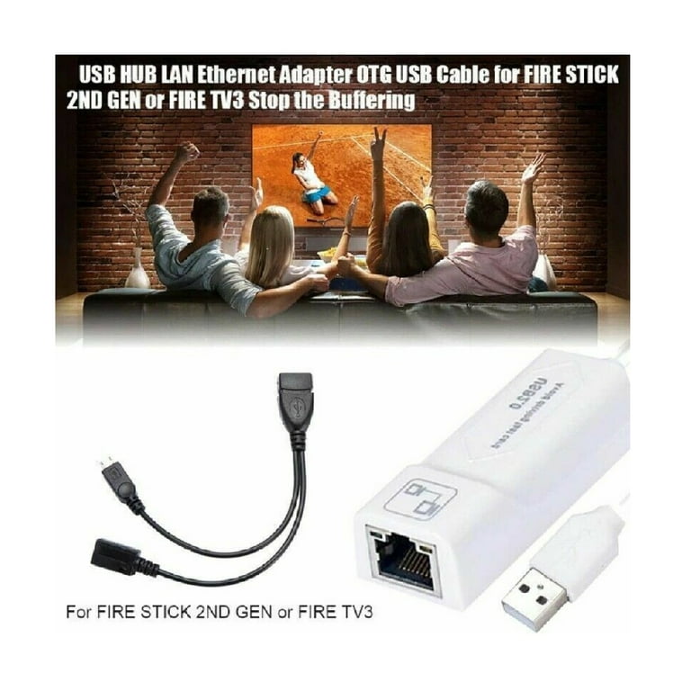 For  Fire Stick 4K TV LAN Ethernet Connector + OTG USB Cable