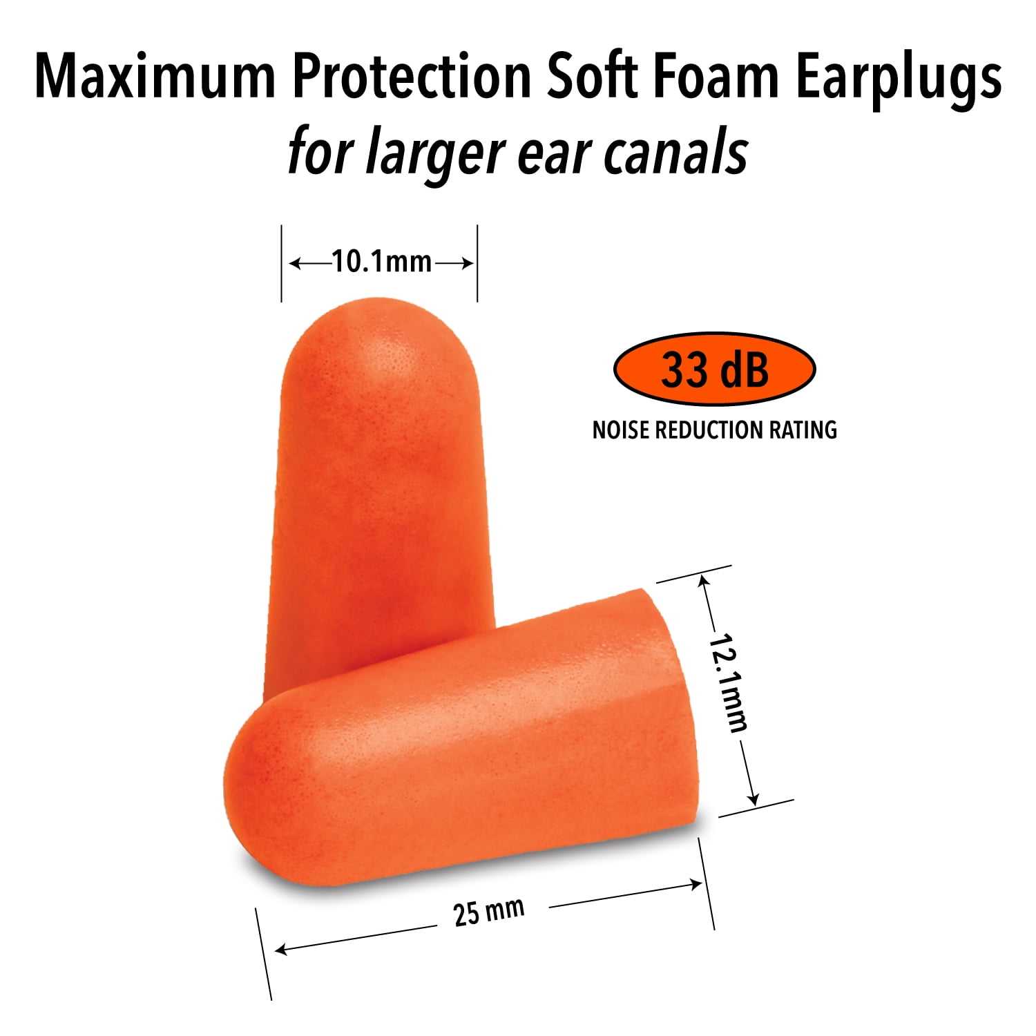 Mack's Maximum Protection Soft Foam Shooting Ear Plugs, 100 Pair - 33 dB Highest NRR – Comfortable Earplugs for Hunting, Tactical, Target, Skeet and Trap Shooting | Made in USA
