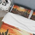 thumbnail image 4 of Designart "Tangerine Amber Cactus Desert Dusk Saguaro" Floral & Botanical Bedding Covert Set - Cactus Orange Floral Bed Set With 2 Shams, 4 of 6