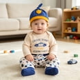 thumbnail image 7 of Xyant Newborn Baby Boy Clothes Long Sleeve Police Car/Letter Print Romper Pants Hat Set Infant 3Pcs Fall Winter Outfits,Size 3-6 Months, 7 of 7