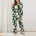 thumbnail image 3 of Wukai White Daisies and Bee Print Women's Pajama Set - Soft Long Sleeve Sleepwear for Comfort and Style-X-Large, 3 of 9