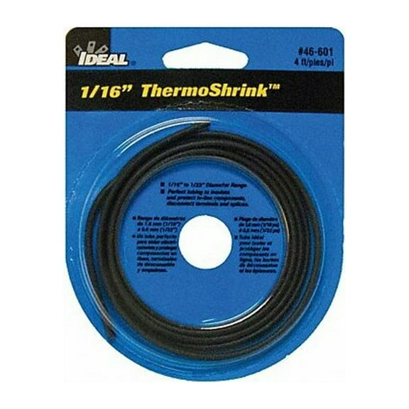 Ideal Shrink Tubing,4 ft,Blk,0.079 in ID,PK5 46-601