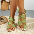 thumbnail image 4 of Women's Floral Flat Sandals Fashion Casual Non Slip Ankle Strap Beach Slip On Flowers Flats Shoes (Green,39), 4 of 6
