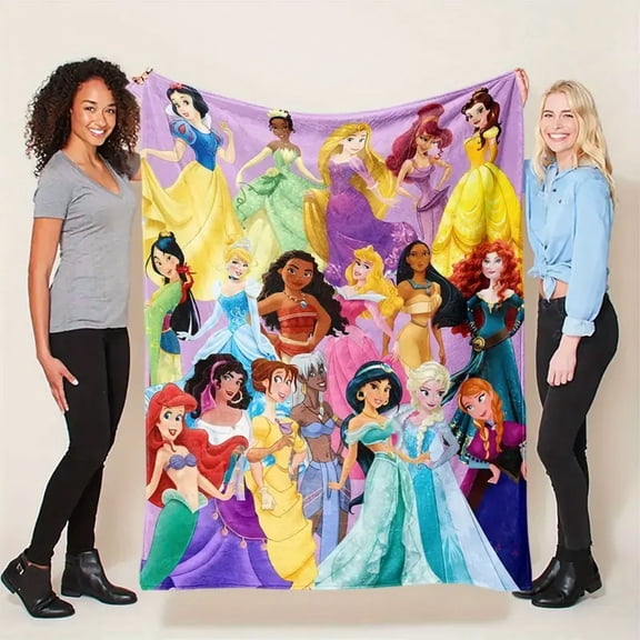 Princess Cartoon Character Flannel Blanket Soft Throw Blanket for Bed, Couch & Travel, Ideal Gift for Women, Girl