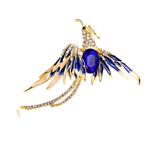 Minnieouse Broche de pájaro de fuego, colgante de pecho, joyería de moda, broches brillantes, accesorios multicolores para mujer, tamaño compacto, estilo Ropa, zapatos y accesorios Miscelánea Azul