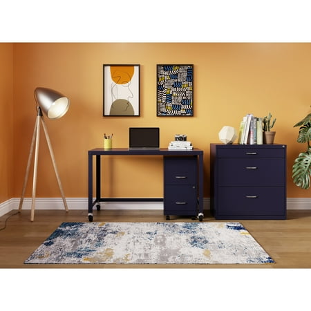 Space Solutions - 18" 2 Drawer Mobile Smart Vertical File Cabinet - Navy