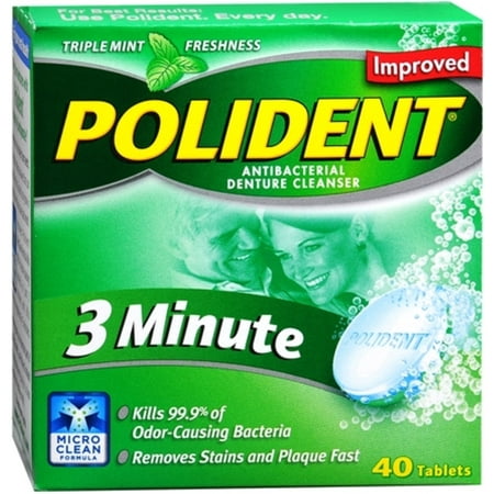 Polident 3 Minute Tablets 40 Tablets (Pack of 2)