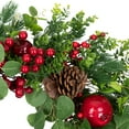 thumbnail image 5 of Northlight Crabapple and Berries Boxwood and Pine Artificial Christmas Wreath - 26" - Unlit, 5 of 9