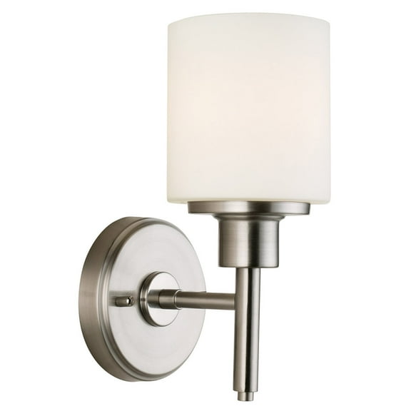 Design House Aubrey 1-Light Indoor Dimmable Wall Light Dimmable with Frosted Glass, Satin Nickel