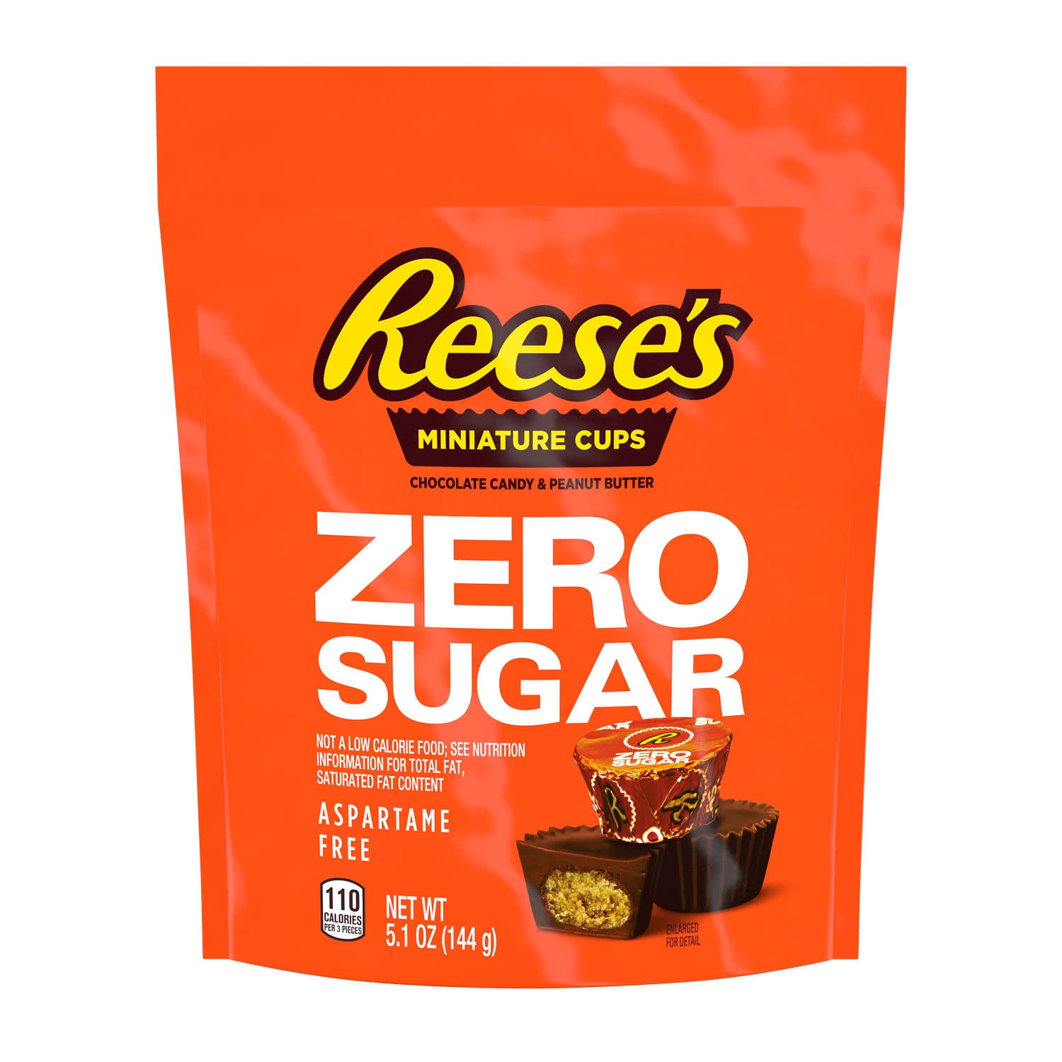 Reese's Zero Sugar Miniatures Chocolate Peanut Butter Cups Candy, Bag 5.1 oz