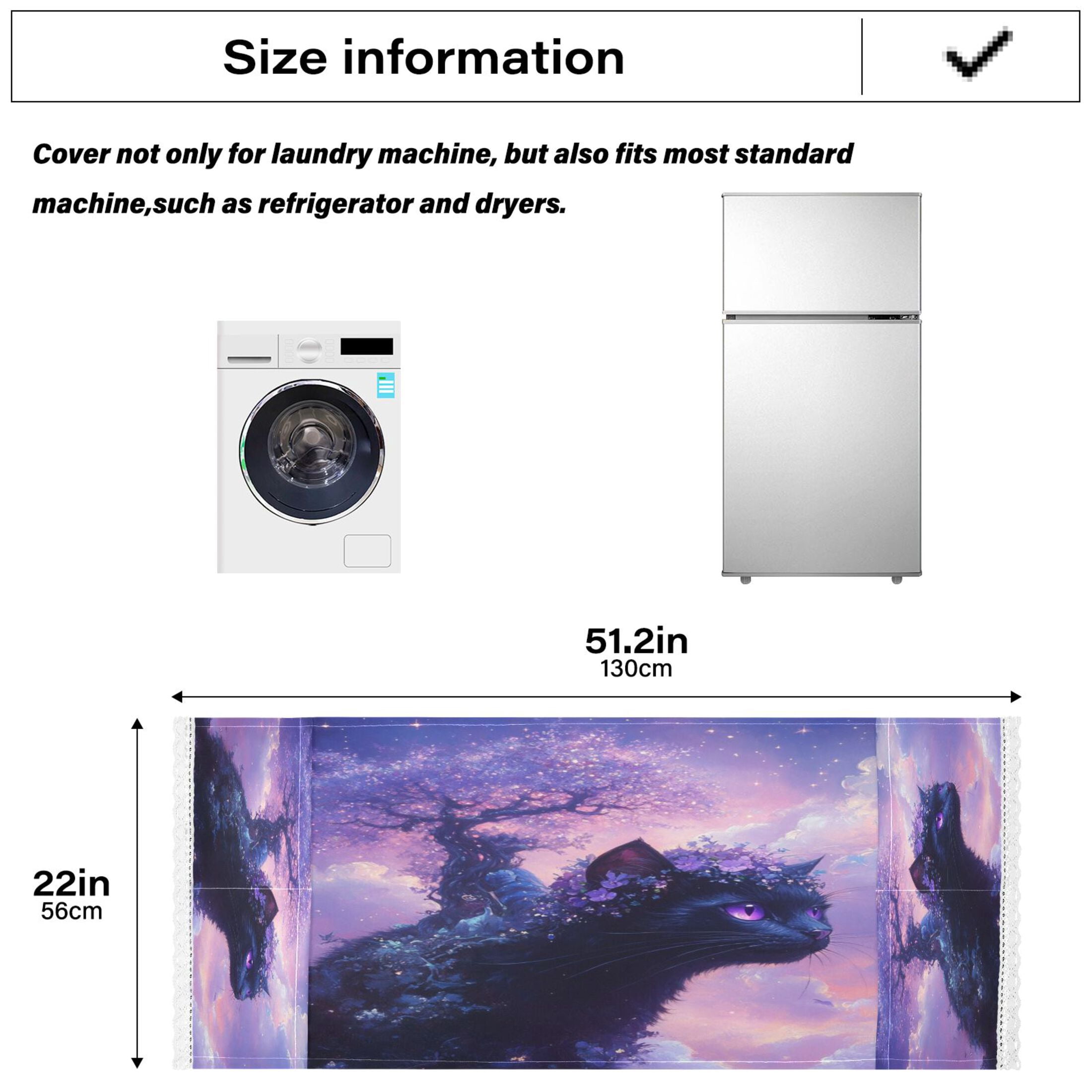 WOBOGO Black Cat Goblin Washing Machine Cloth Dryer Refrigerator Top Cover Protective Non-Slip Mat For Kitchen Laundry