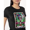 thumbnail image 2 of Women's Vintage Skull Cartoon Graphic - Casual Short Sleeve, Crew Neck, Stretchy Polyester Blend, Machine Washable Tee For Adult, Men, Women, Teen, Teenager, Adolescent, Youth, 2 of 6